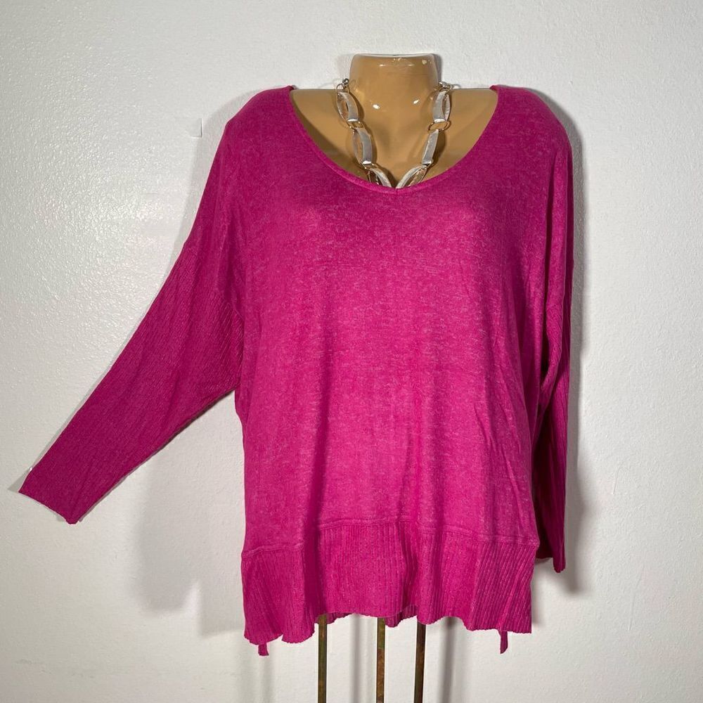 NWT Per Se 2X Plus Size Vibrant Pink Magenta Super Soft Long Sleeve Sweater